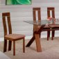 Light Brown Modern Glass Top Dining Table w/Optional Chairs
