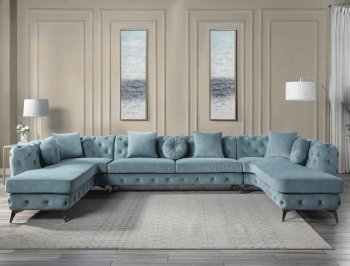 Atronia Sectional Sofa LV01161 in Deep Green Fabric by Acme [AMSS-LV01161 Atronia]