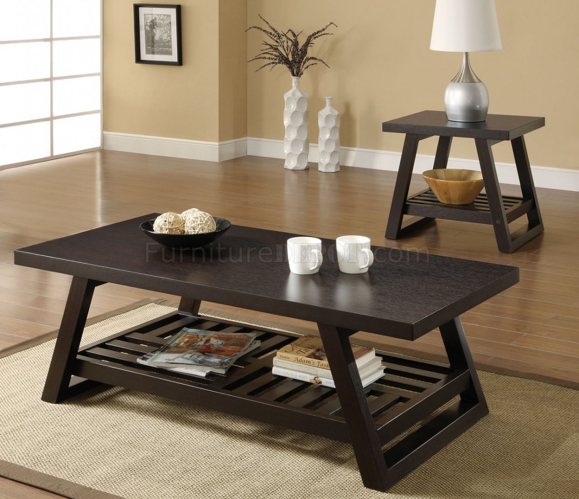 Coaster Contemporary Distressed Brown Three Piece Occasional Table Set