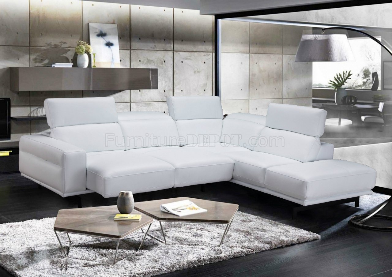 Davenport Sectional Sofa In Snow White, White Leather Sectional Couch