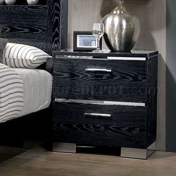Malte 5pc Bedroom Set Cm7049bk In Black Silver W Options