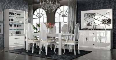 Carmen Dining Table in High Gloss White by ESF w/Options