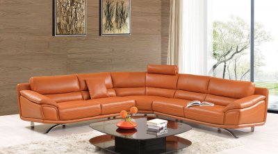 533 Sectional Sofa in Orange Leather by ESF