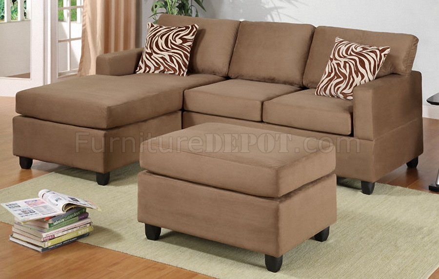 F7662 Saddle Microfiber Small Sectional Sofa by Boss w/Ottoman - Click Image to Close