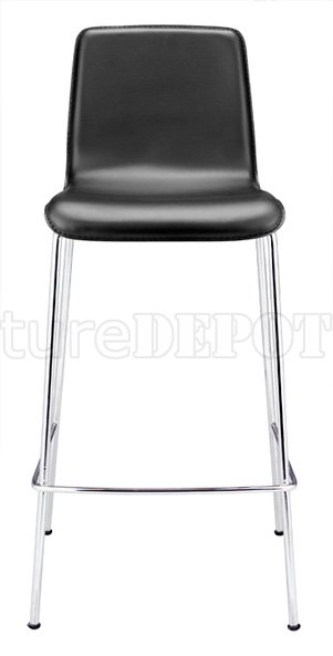Set of 2 Black or Espresso Leatherette Barstools with Steel Base - Click Image to Close
