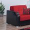 Caprio Loveseat Bed in Red Fabric w/Optional Chair Bed