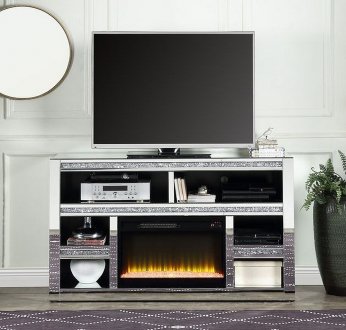 Noralie TV Stand w/Fireplace LV00311 in Mirrored by Acme