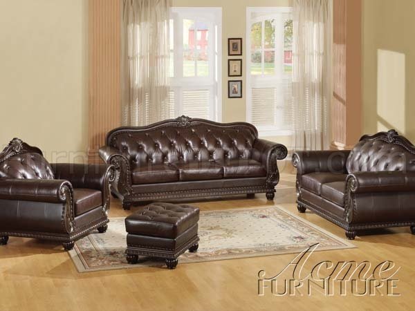 Anondale Leather Sofa By Acme, Traditional Leather Sofa Set