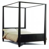 Dark Cappuccino Finish Contemporary Bed With Bedposts