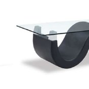 Black Leatherette "S" Shape Contemporary Coffee Table