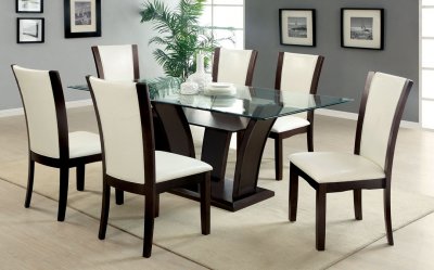 CM3710T-WH Manhattan I Dining Room 7Pc Set w/White Chairs