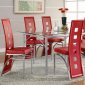 Glass Table Top & Metal Base Modern 7Pc Dining Set w/Red Chairs