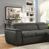 Patty Sectional Sofa CM6514BK in Graphite Faux Nubuck Fabric