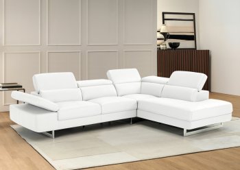 Barts Sectional Sofa in White Leather by Beverly Hills [BHSS-Barts White]