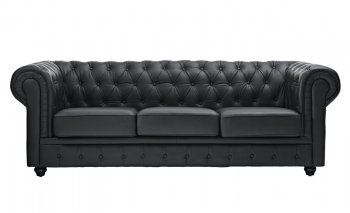 Chesterfield Sofa in Black Leather by Modway w/Options [MWS-Chesterfield Black]