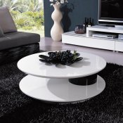 White & Black Two-Tone Finish Modern Coffee Table w/Swivel Top