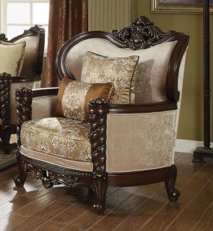 Devayne Chair 50687 Gold Fabric & Dark Walnut by Acme w/Options