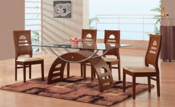 Mahogany Finish Modern 5 Pc Dining Set w/Glass Table Top [GFDS-73DT]