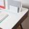 Calla Modern Office Desk in by Brown Oak J&M w/White Top