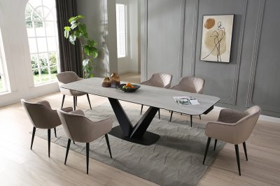 9189 Dining Table by ESF w/Optional 1117 Beige Chairs