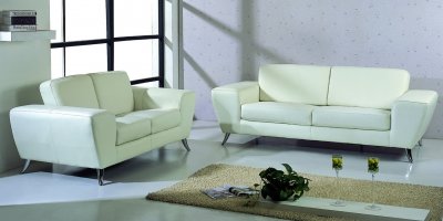 Julie Sofa in White Leather Match by Beverly Hills w/Options