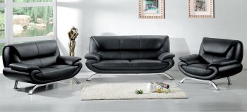 Contemporary Black Leather Living Room 7040 Sofa w/Options [AES-7040 LBL]