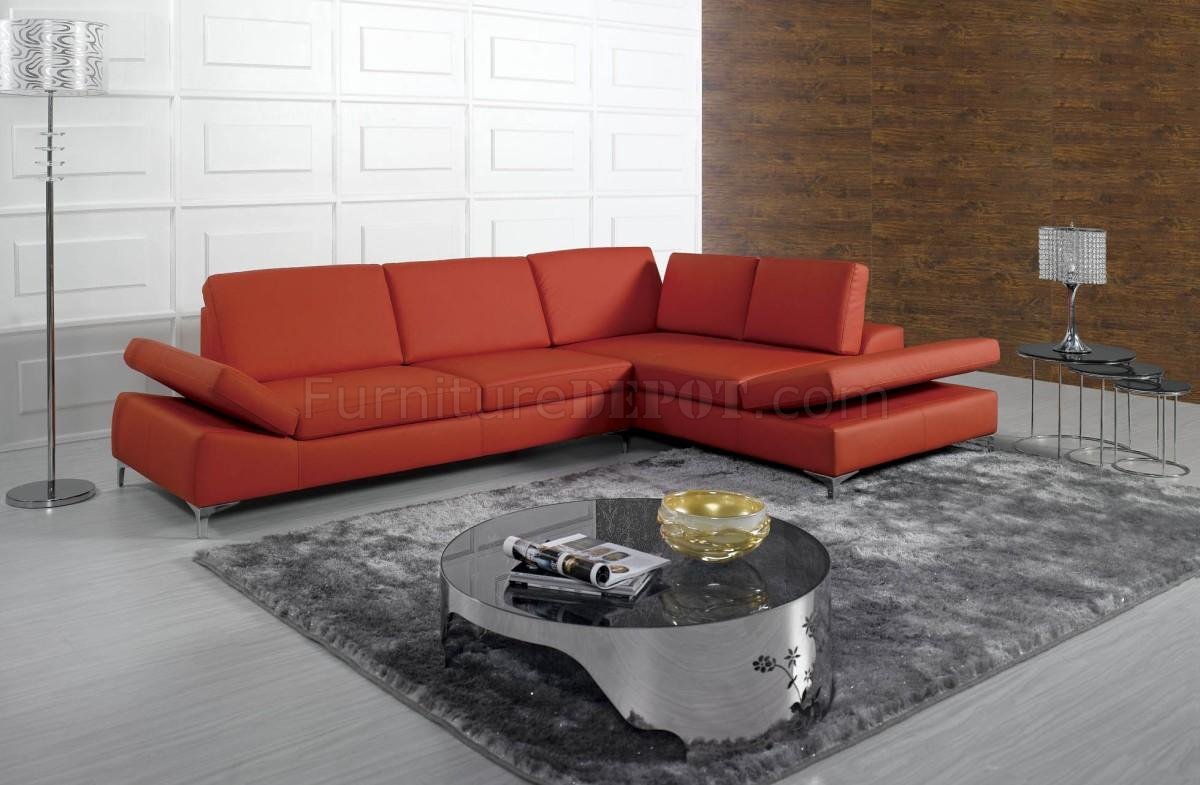 K8382 Sectional Sofa in Red Bonded Leather by VIG