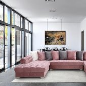 LCL-003U Sectional Sofa in Pink Velvet