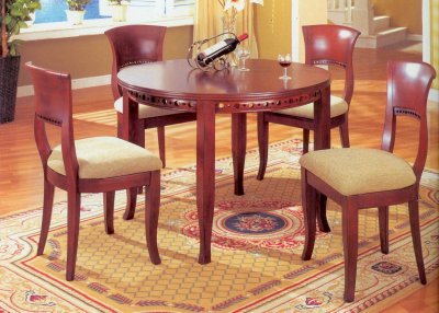 Cherry Finish Modern Round Top Dining Table w/Optional Chairs