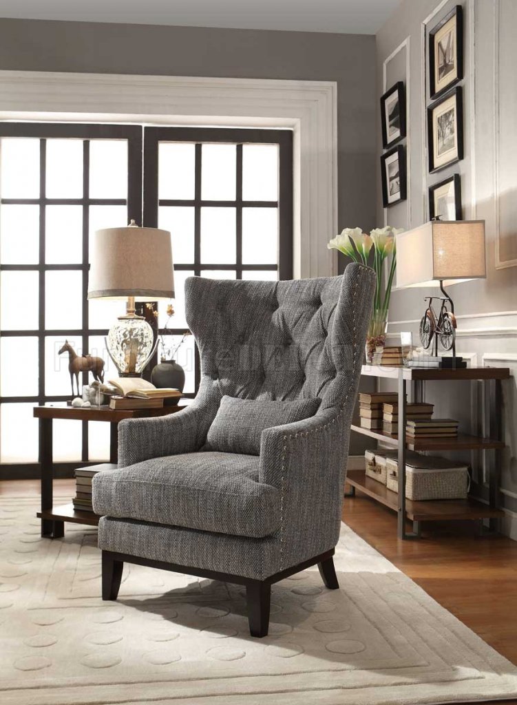 Adriano 1217F1S Accent Chair in Dark Grey Fabric by