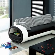 Black & White Leatherette Stylish Modern Sectional Sofa