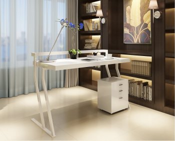 A48 Modern Office Desk by J&M in White Lacquer [JMOD-A48 White]