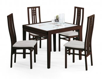 Poker 90 Dining Table Wenge by ESF w/Folding Frosted Glass Top [EFDS-Poker-90]