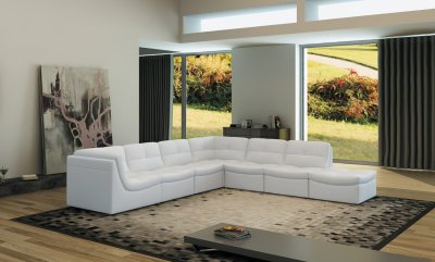 Lego Modular Sectional Sofa 7Pc Set in White Leather by J&M