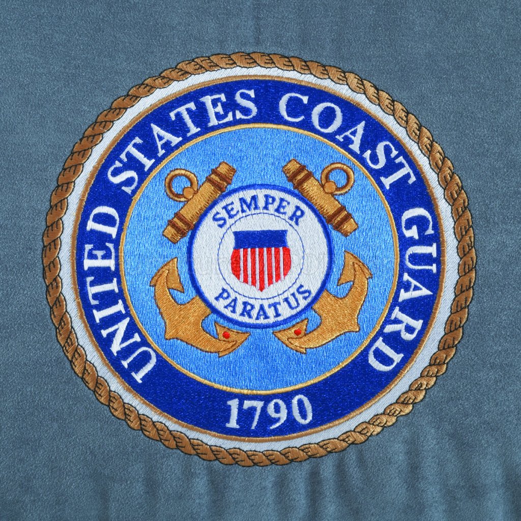 Slate Fabric Modern Rocker Recliner w/US Coast Guard Emblem