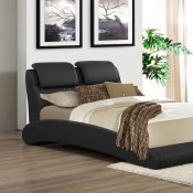 B150 Upholstered Bed in Black Leatherette