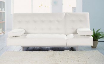 White Leatherette Modern Sofa Bed Convertible w/Tufted Seat [AHUSB-Trio-Leatherette-White]