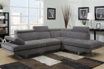 4015 Sectional Sofa in Gray Textured Sateen Fabric [EGSS-4015]