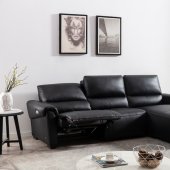S275 Power Motion Sectional Sofa in Black Leather Beverly Hills