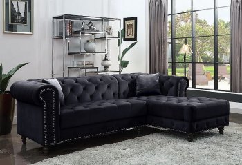 Adnelis Sectional Sofa 57320 in Black Velvet by Acme [AMSS-57320 Adnelis]