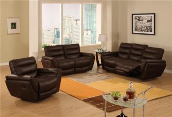 Brown Leather Modern Living Room w/Adjustable Footrests [CVS-Lotus Brown]