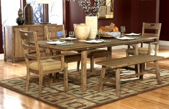 Weathered Driftwood Finish Transitional Dining Table w/Options [HEDS-1332]