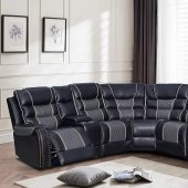 FD7800 Motion Sectional Sofa in Black & Gray Leather by FDF
