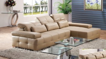 S812-A Sectional Sofa in Light Brown Leather by Pantek [PKSS-S812-A Light Brown]