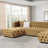 LCL-011 Sectional Sofa in Gold Velvet