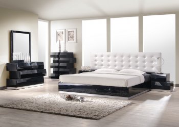 Milan Bedroom in Black Lacquered by J&M w/Optional Casegoods [JMBS-Milan Black]