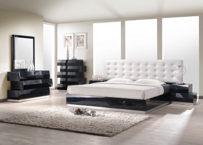 Milan Bedroom in Black Lacquered by J&M w/Optional Casegoods