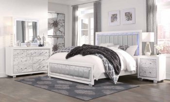 Santorini Bedroom Set 5Pc in Metallic White by Global w/Options [GFBS-Santorini-Metallic White]