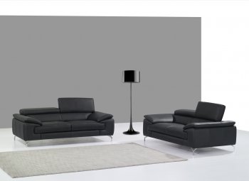 A973 Sofa in Black Premium Leather by J&M w/Options [JMS-A973 Black]