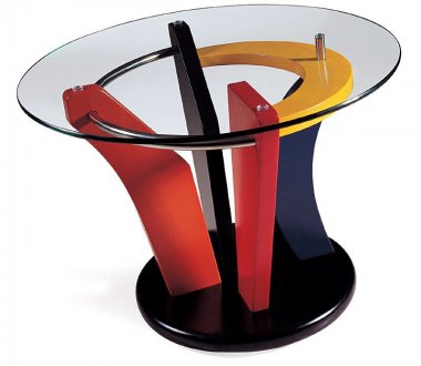 Colorful Artistic End Table with Round Glass Top